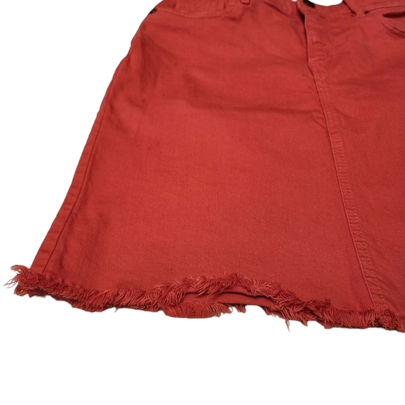 Loft Coral Pink Denim Mini Skirt With Frayed Hem Size 2 - Picture 6 of 12